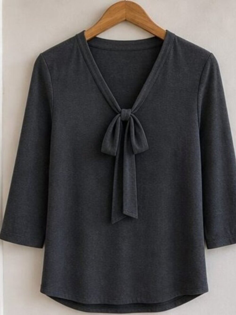 Charcoal Tie Neck Blouse